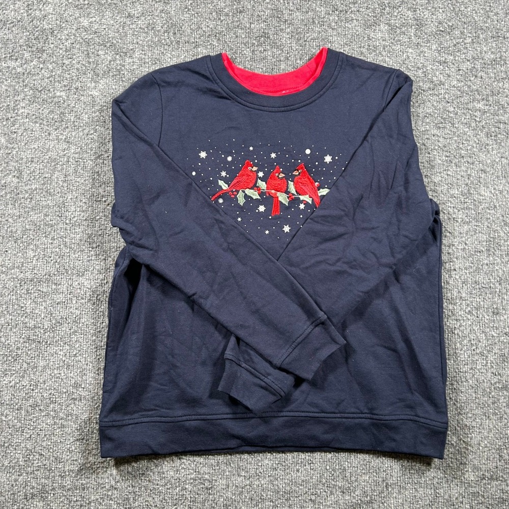 Breckenridge Sweatshirt Womens Size PL Navy Embroidered Cardinal Winter Crew